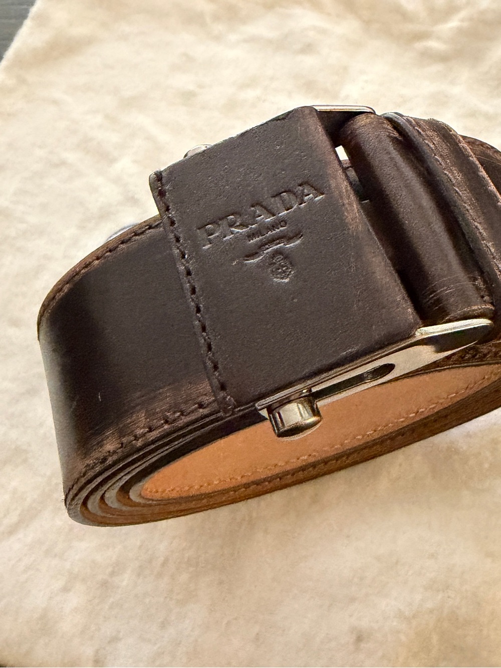 Vintage Prada Leather Plaque Buckle Belt - Archive (1990s/2000s)
